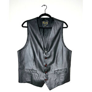 Scully Genuine Leather Vest Cowboy Rancher Sz 42 Mens Motorcycle Rancher Pocket